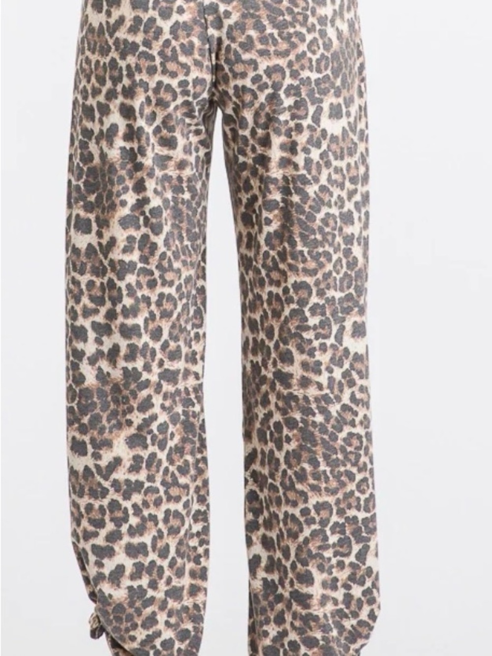 Leopard Print Lightweight Split Side Ankle Tie Pants - Picture 2 of 4
